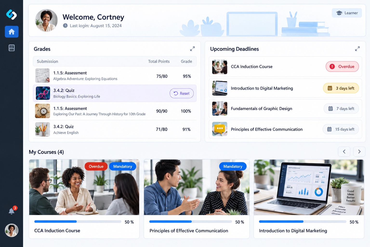 Corporate Learning Platform product interface