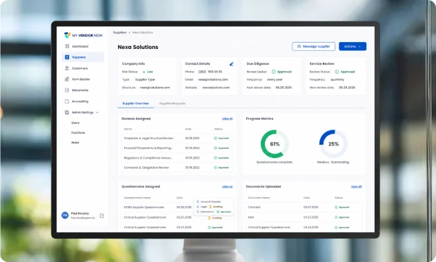 Financial Operations System product interface