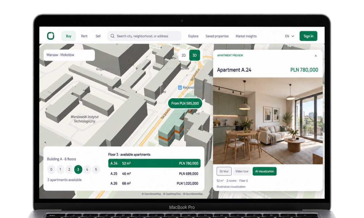 Custom Real Estate Platform product interface
